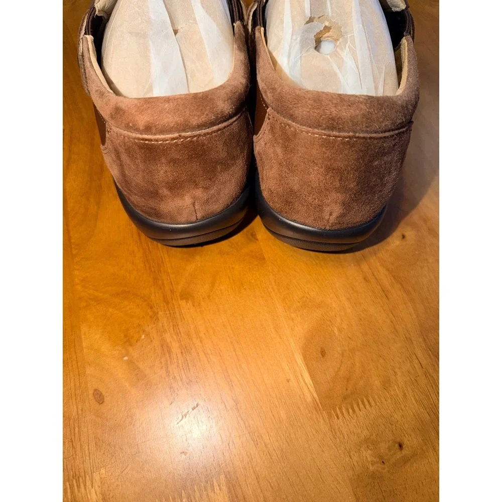 Alegria Women Brown Leather Suede Slip On Loafers Shoes PAI-612 Size 41